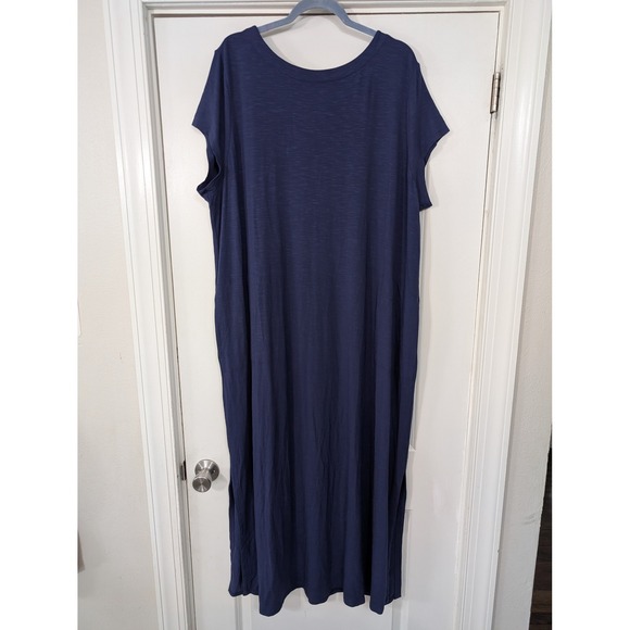 J. Jill Navy Blue Maxi Dress Button back Side Slits‎ women's 3X NWTs coastal